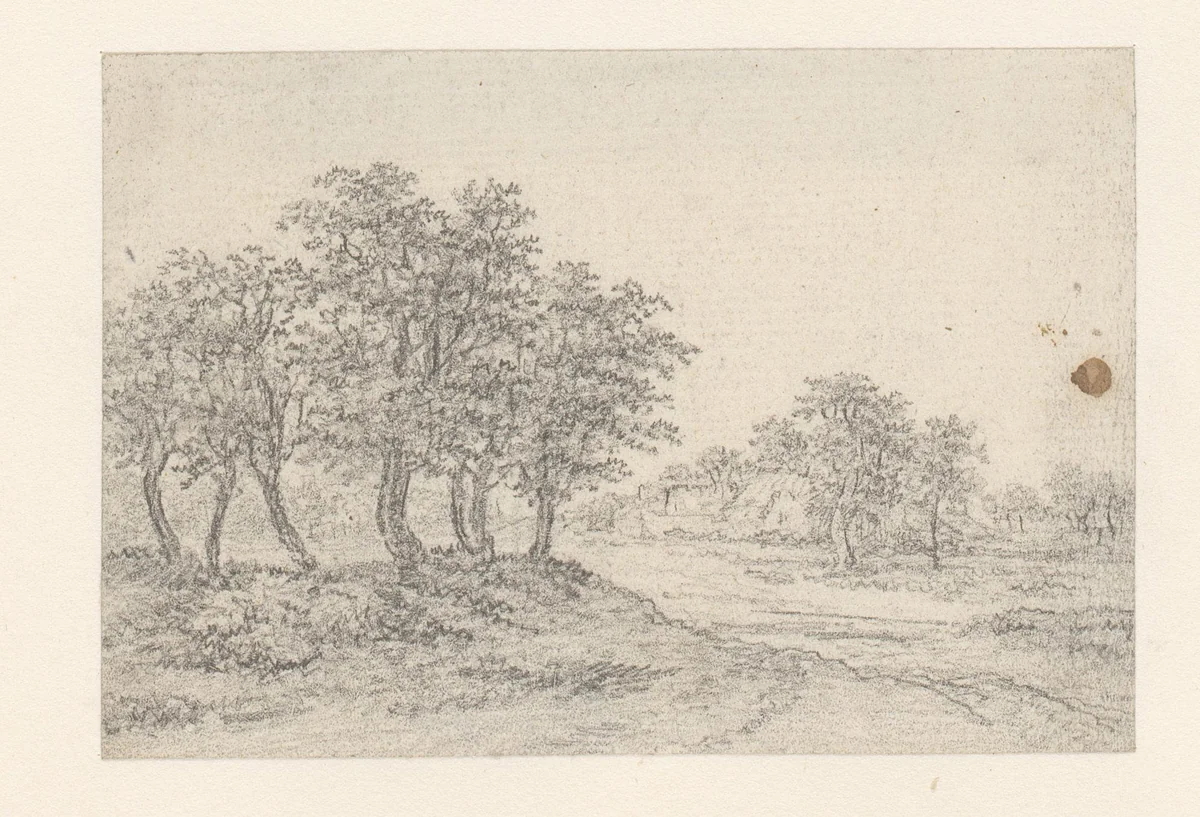 Landweg met boerderij in het verschiet by Georges Michel, drawing, 1773-1843