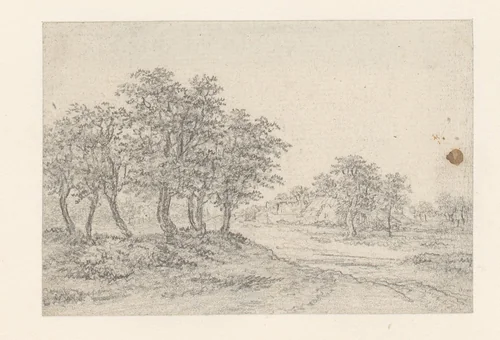 Landweg met boerderij in het verschiet by Georges Michel, drawing, 1773-1843
