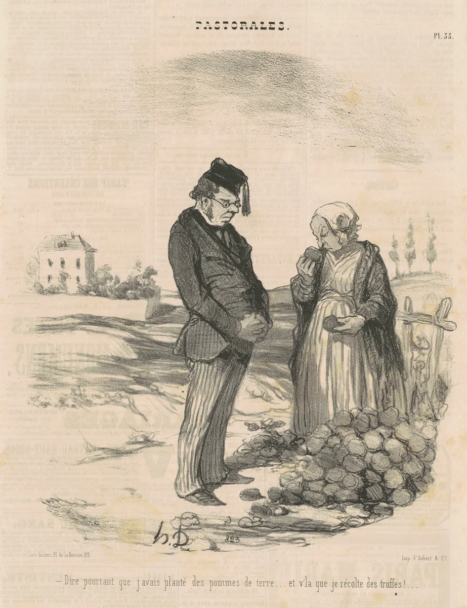 Dire pourtant que j'avais planté des pommes de terre ... by Honoré Daumier, print, 1845