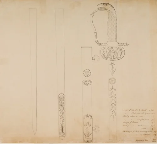 Design for an Officer's Sword by Thomas Fletcher, drawing, 1837