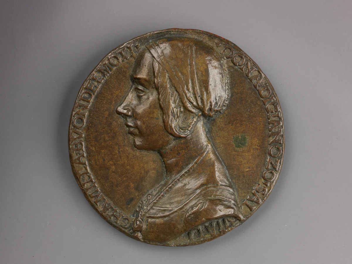 Portrait medal of Camilla Buondelmonti Salviati (obverse); Personification of Hope (reverse) by Niccolò Fiorentino, metalwork, 1487-1493
