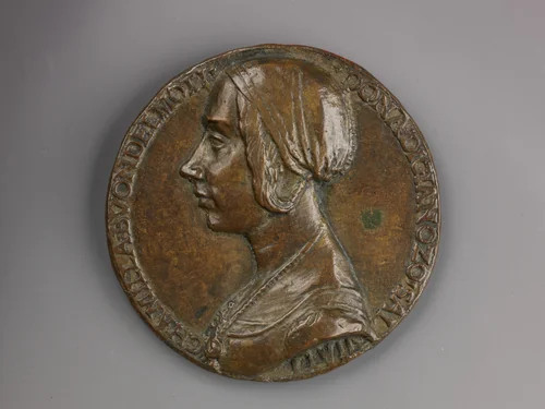 Portrait medal of Camilla Buondelmonti Salviati (obverse); Personification of Hope (reverse) by Niccolò Fiorentino, metalwork, 1487-1493