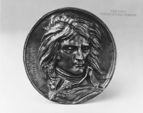 Napoleon Bonaparte, depicted about the time of his first campaign (1796) by Pierre-Jean David d'Angers, metalwork, 1838-1899