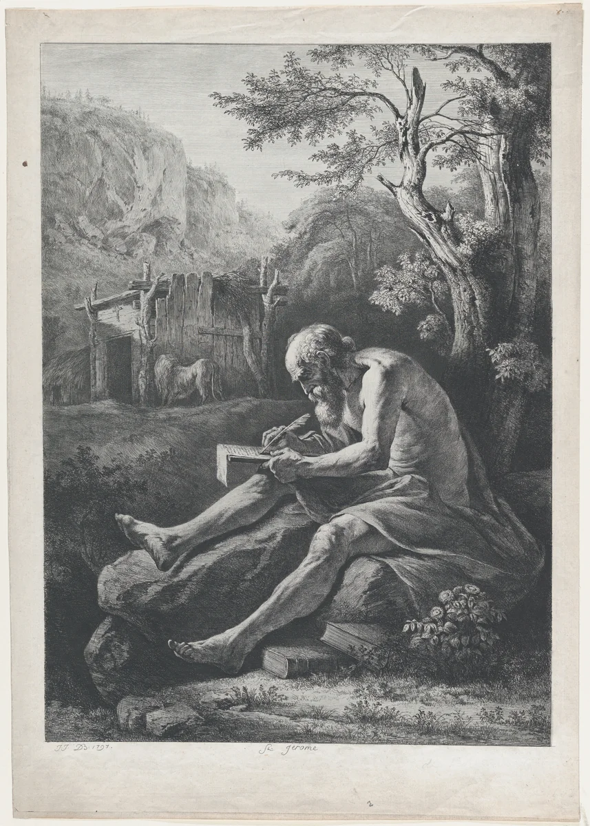 St. Jerome by Jean Jacques de Boissieu, print, 1797