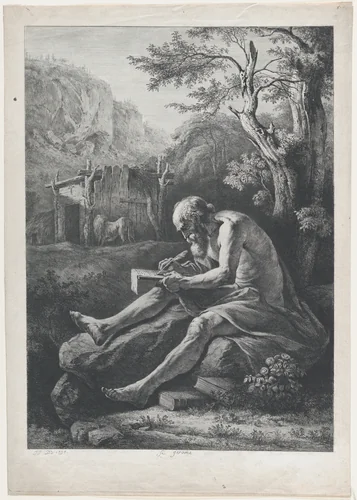 St. Jerome by Jean Jacques de Boissieu, print, 1797