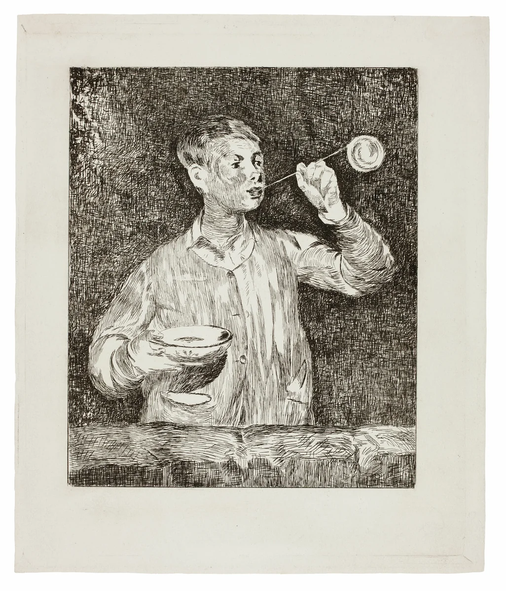 Boy Blowing Soap Bubbles by Édouard Manet, print, 1868-1869