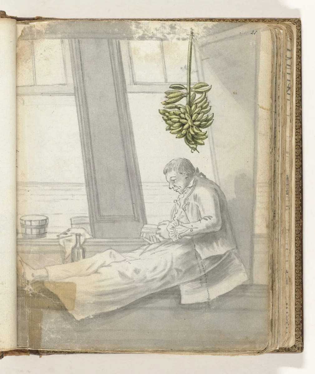 Man met boek voor het raam by Jan Brandes, drawing, 1785-1786