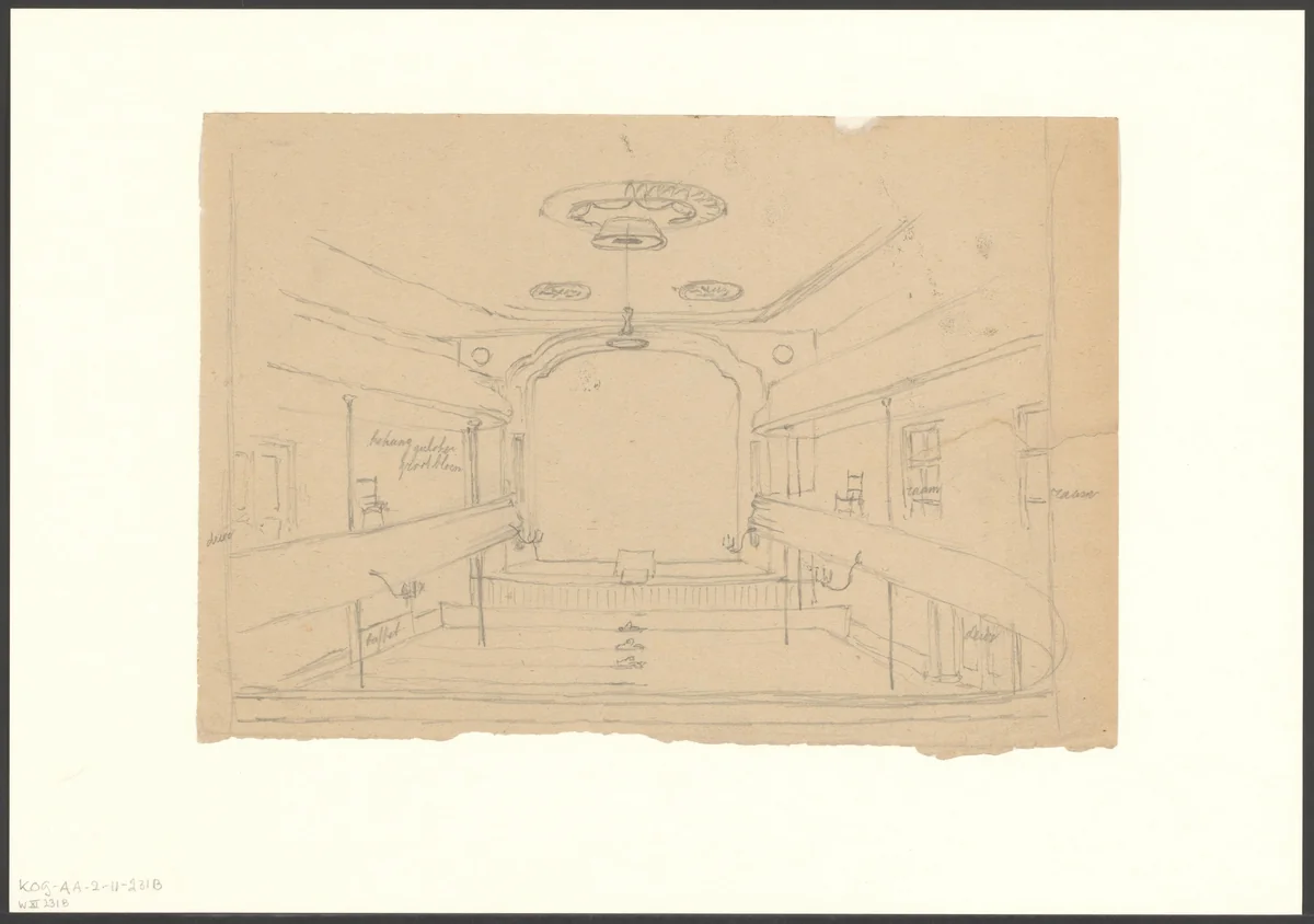 Interieur van theater Tivoli by Johan Martinus Anthon Rieke, drawing, 1893