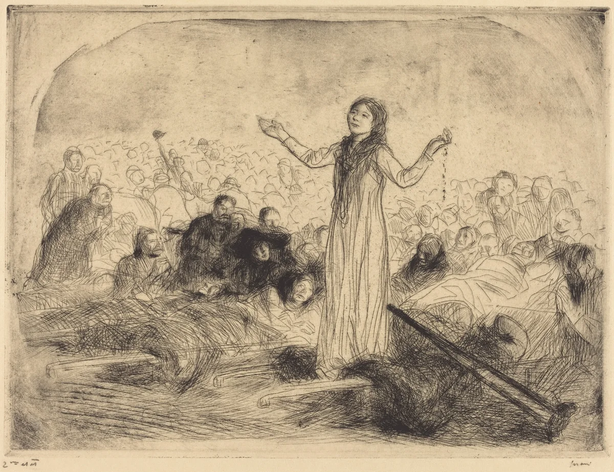 Lourdes, la miraculée (2e planche) (Lourdes, the Miracle) (second plate) by Jean-Louis Forain, print, 1912-1913