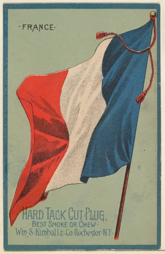 France, from the National Flags series (N195) issued by Wm. S. Kimball & Co. by William S. Kimball & Company, print, 1891