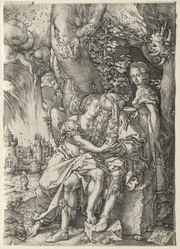 The Story of Lot: Lot with His Daughters by Heinrich Aldegrever, print, 1555