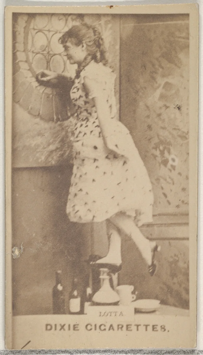 Lotta, from the Actors and Actresses series (N45, Type 7) for Dixie Cigarettes by Allen & Ginter, photograph, 1885-1891
