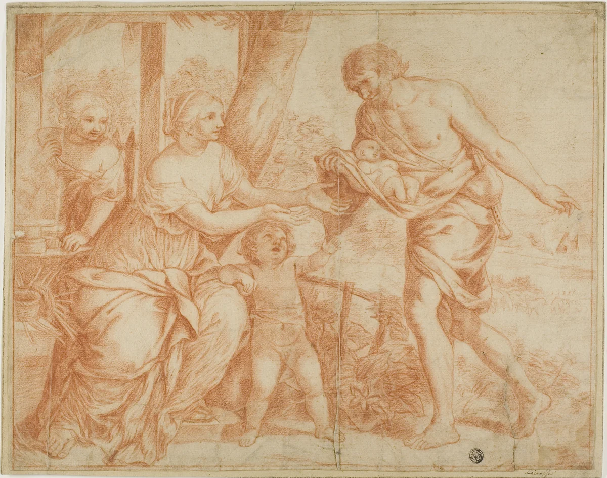 Infant Oedipus Brought Home by Shepherd by Gerard de Lairesse, drawing, 1675-1699