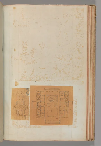 Page from a Scrapbook containing Drawings and Several Prints of Architecture, Interiors, Furniture and Other Objects by Charles Percier, book, 1795-1805