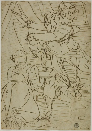 Judith with the Head of Holofernes by Luca Cambiaso, drawing, 1550-1560