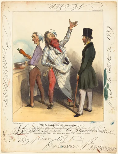 Mr. de Robert Macaire Restaurateur by Honoré Daumier, print, 1836