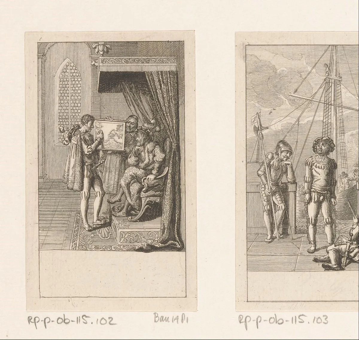 Columbus legt zijn plan voor aan de Portugese koning by Daniel Nikolaus Chodowiecki, print, 1790