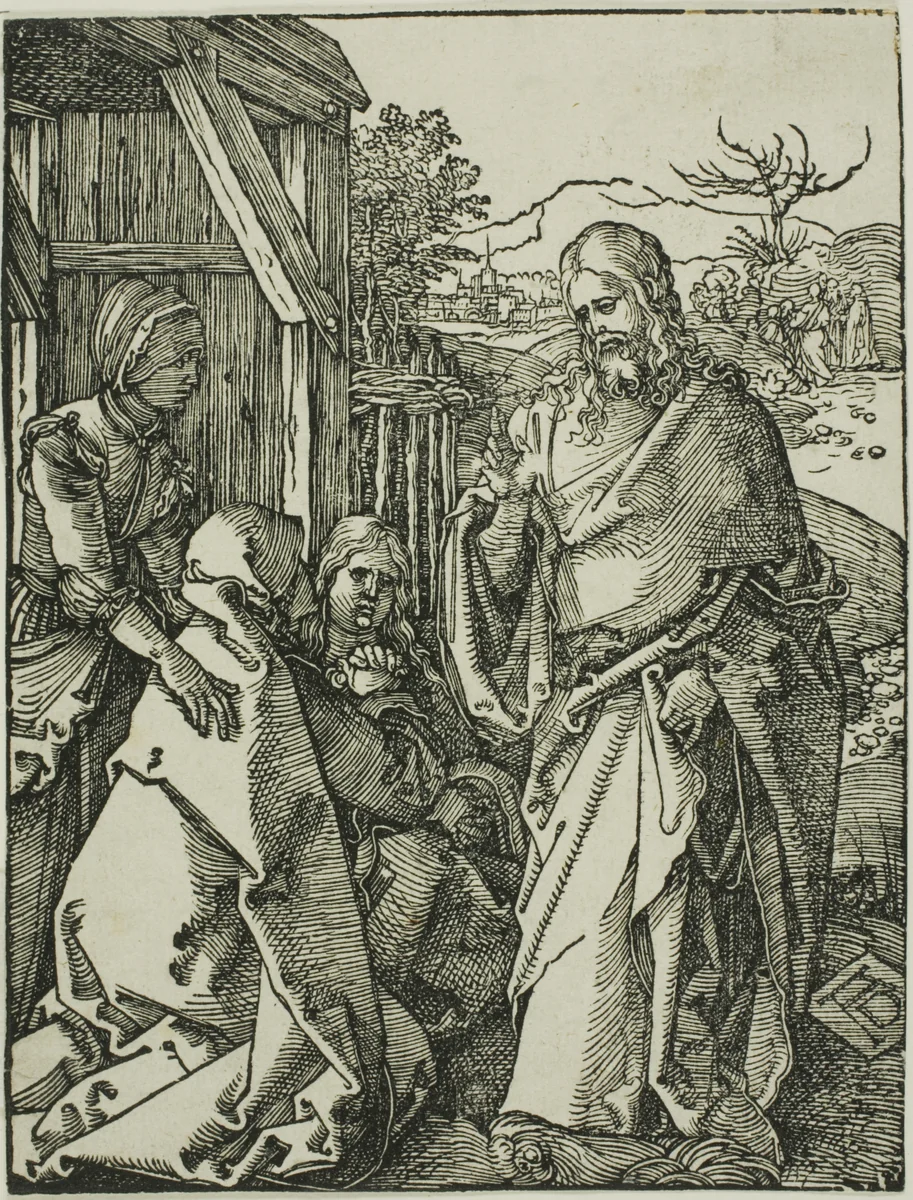 Christ Taking Leave of His Mother, from The Small Woodcut Passion by Albrecht Dürer, print, 1508-1509