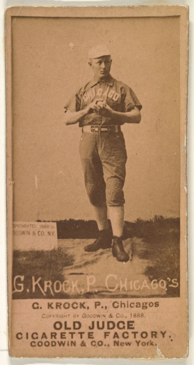 August H. "Gus" Krock, Pitcher, Chicago, from the Old Judge series (N172) for Old Judge Cigarettes by Goodwin & Company, photograph, 1888