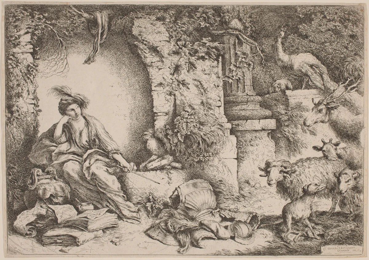 Circe Changing Ulysses' Men into Beasts by Giovanni Benedetto Castiglione, print, 1645-1655