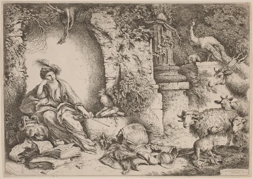 Circe Changing Ulysses' Men into Beasts by Giovanni Benedetto Castiglione, print, 1645-1655
