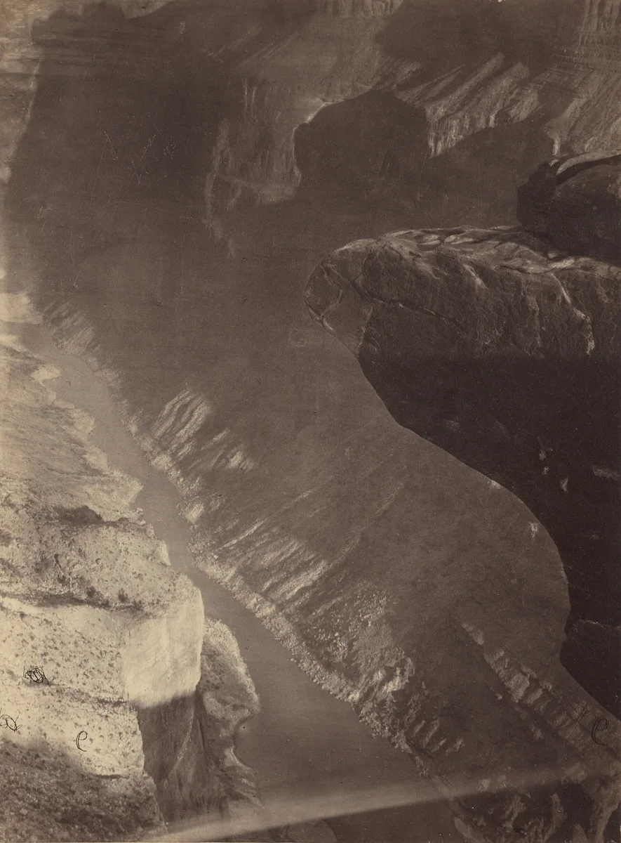 Looking South into the Grand Cañon, Colorado River, Sheavwitz Crossing by William H. Bell, photograph, 1872