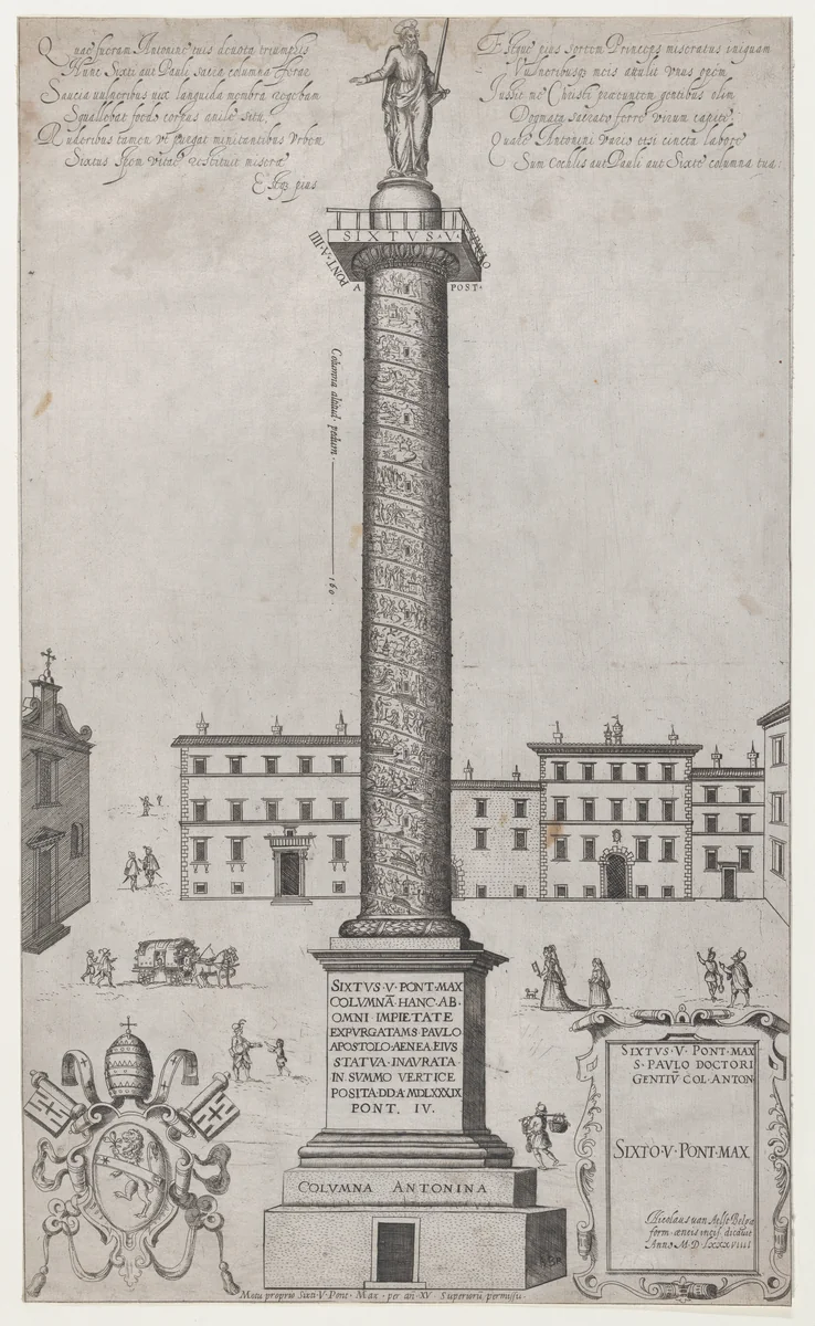 The Antonine Column, from "Speculum Romanae Magnificentiae" by anonymous, print, 1589