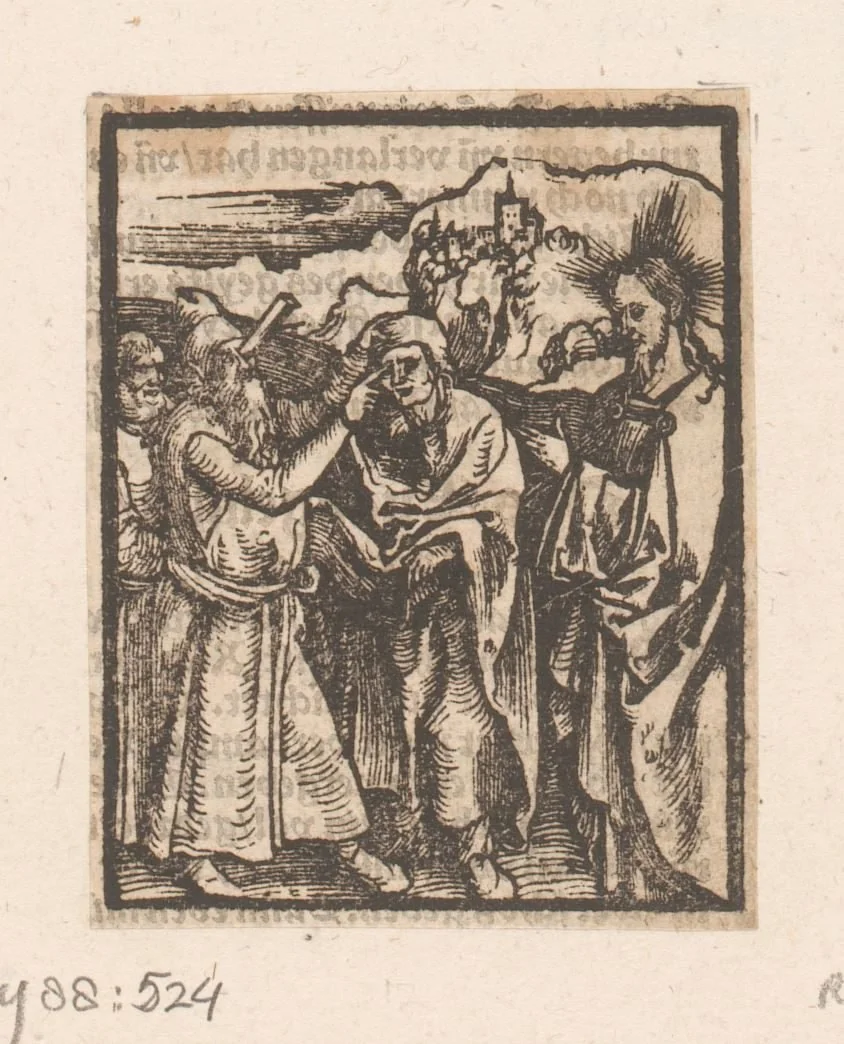 Gelijkenis van de splinter en de balk in het oog by anonymous, print, 1536