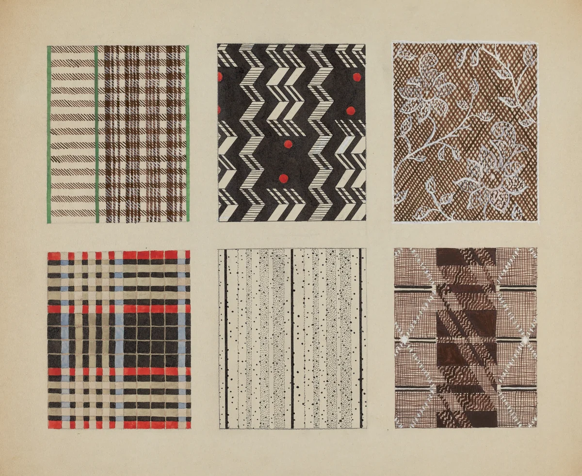 Materials from Quilt by Dorothy Posten, index of american design, 1937