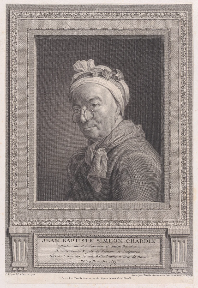 Self-portrait by Justus Chevillet, print, 1771-1790