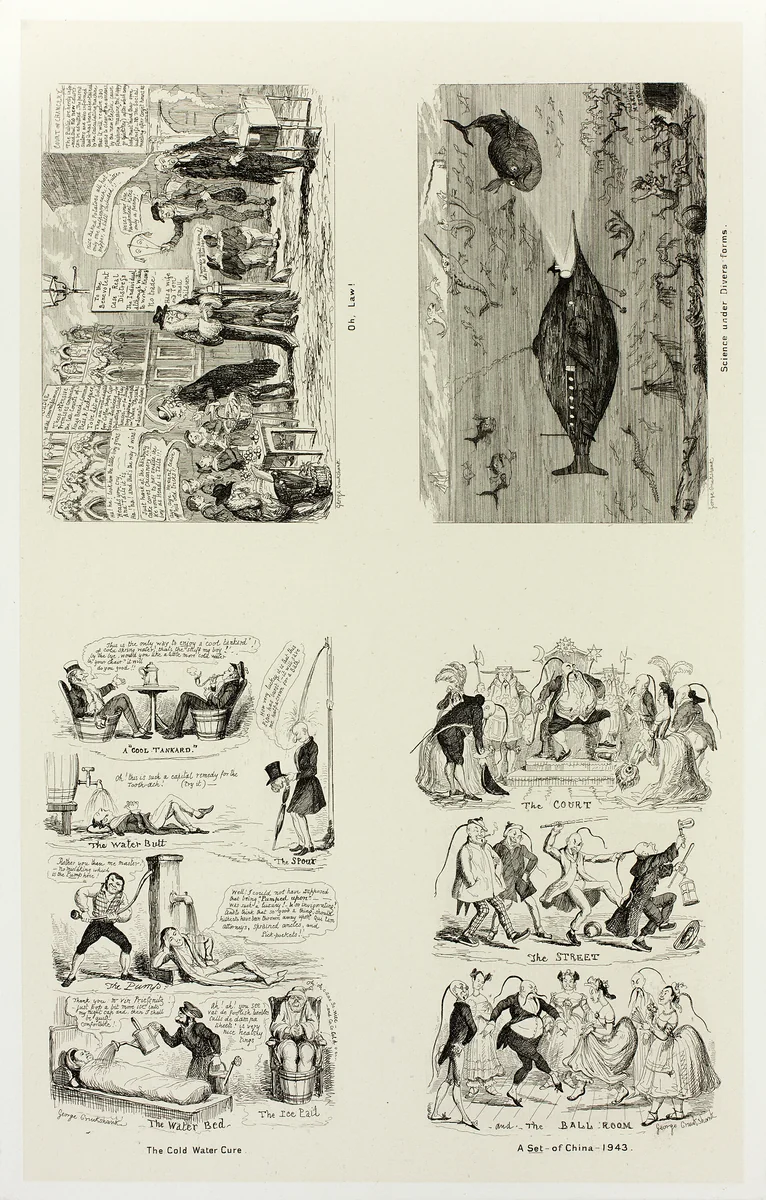 Oh, Law! from George Cruikshank's Steel Etchings to The Comic Almanacks: 1835-1853 (top left) by George Cruikshank, print, 1843