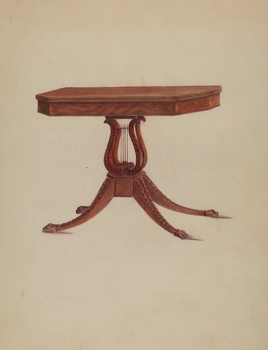 Table (Lyre Pedestal) by American 20th Century, index of american design, 1939