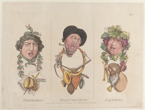 Penserosa, Tally! Ho! Rum!, Allegora by Thomas Rowlandson, print, 1800