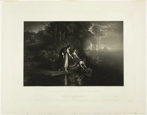 The Daughter of Pharoah Finding the Infant Moses, from Illustrations of the Bible by John Martin, print, 1833