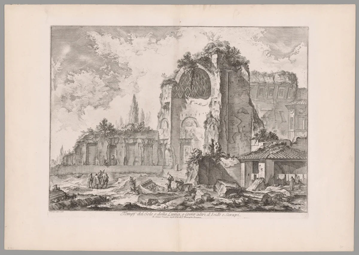 Temple of Sol and Luna…, from Views of Rome (Tempi del Sole e della Luna, o come altri, d'Iside e Serapi, from Vedute di Roma) by Giovanni Battista Piranesi, print, 1760-1778