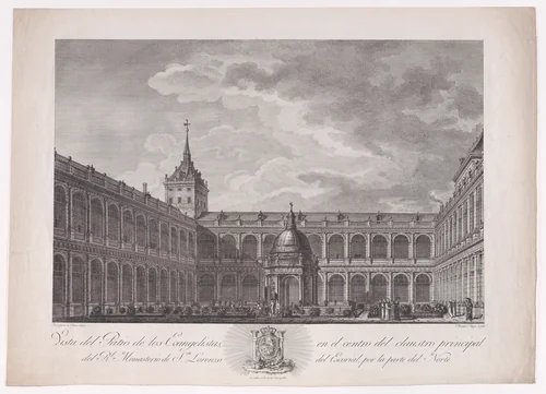 View of the Patio of the Evangelists in the centre of the main cloister of the monastery of El Escorial, from "Views of El Escorial" by Manuel Alegre, print, 1785-1795