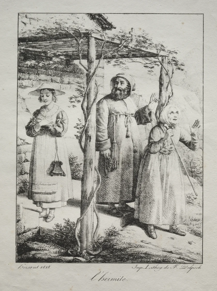 The Hermit by Louis Hersent, print, 1818
