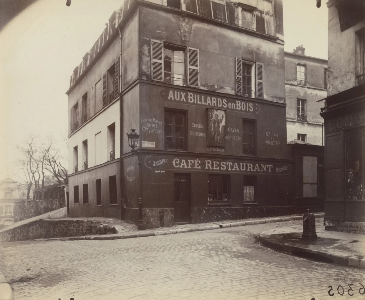 Montmartre, cabaret, rue St-Rustique by Eugène Atget, photograph, 1922
