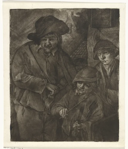 Een lierspeler en een vioolspeler by Jacob Hoolaart, print, 1723-1789