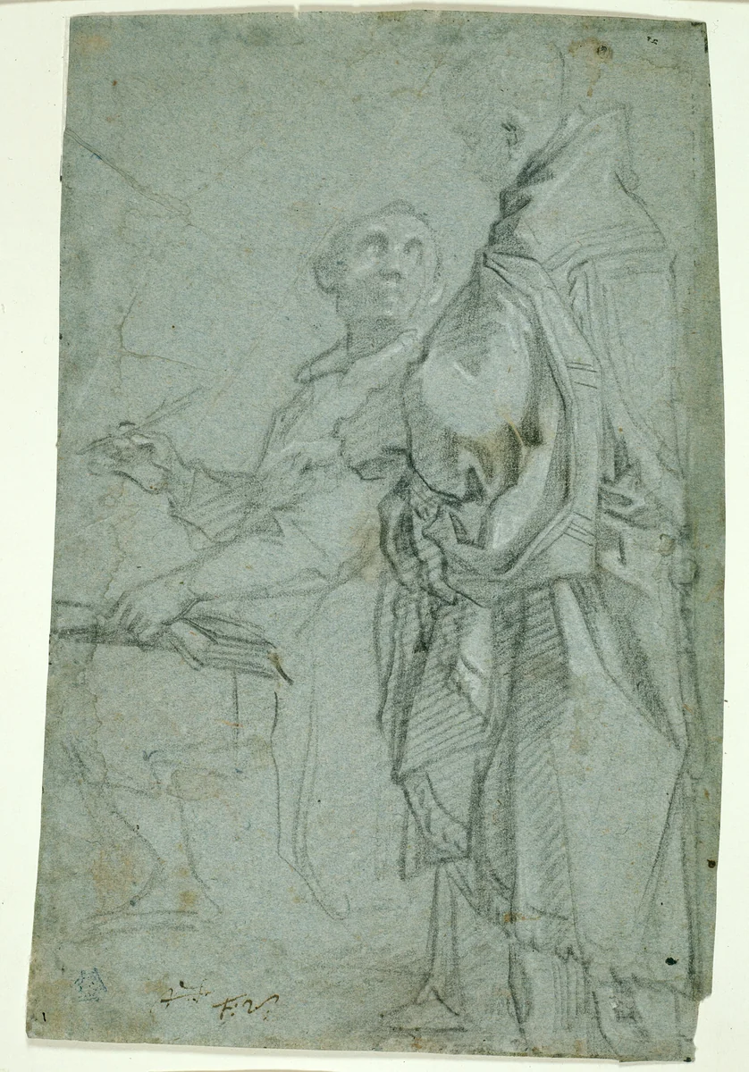 Two Ecclesiastics: Study for the Disputation on the Holy Sacrament by Francesco Vanni, drawing, 1606-1610
