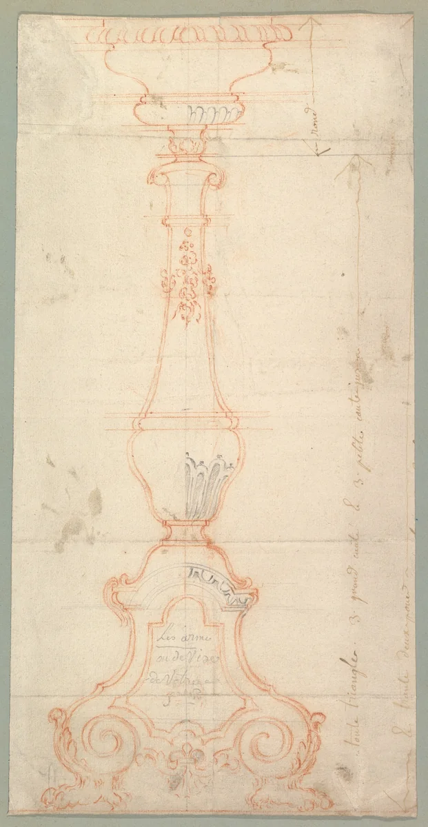 Design for a Candlestick by anonymous, drawing, 1700-1799