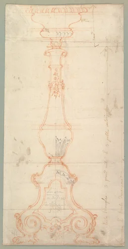 Design for a Candlestick by anonymous, drawing, 1700-1799