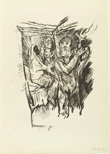 At the Crossroads (Am Scheidewege) (plate 7) from The Bound Columbus (Der gefesselte Columbus) by Oskar Kokoschka, print, 1916