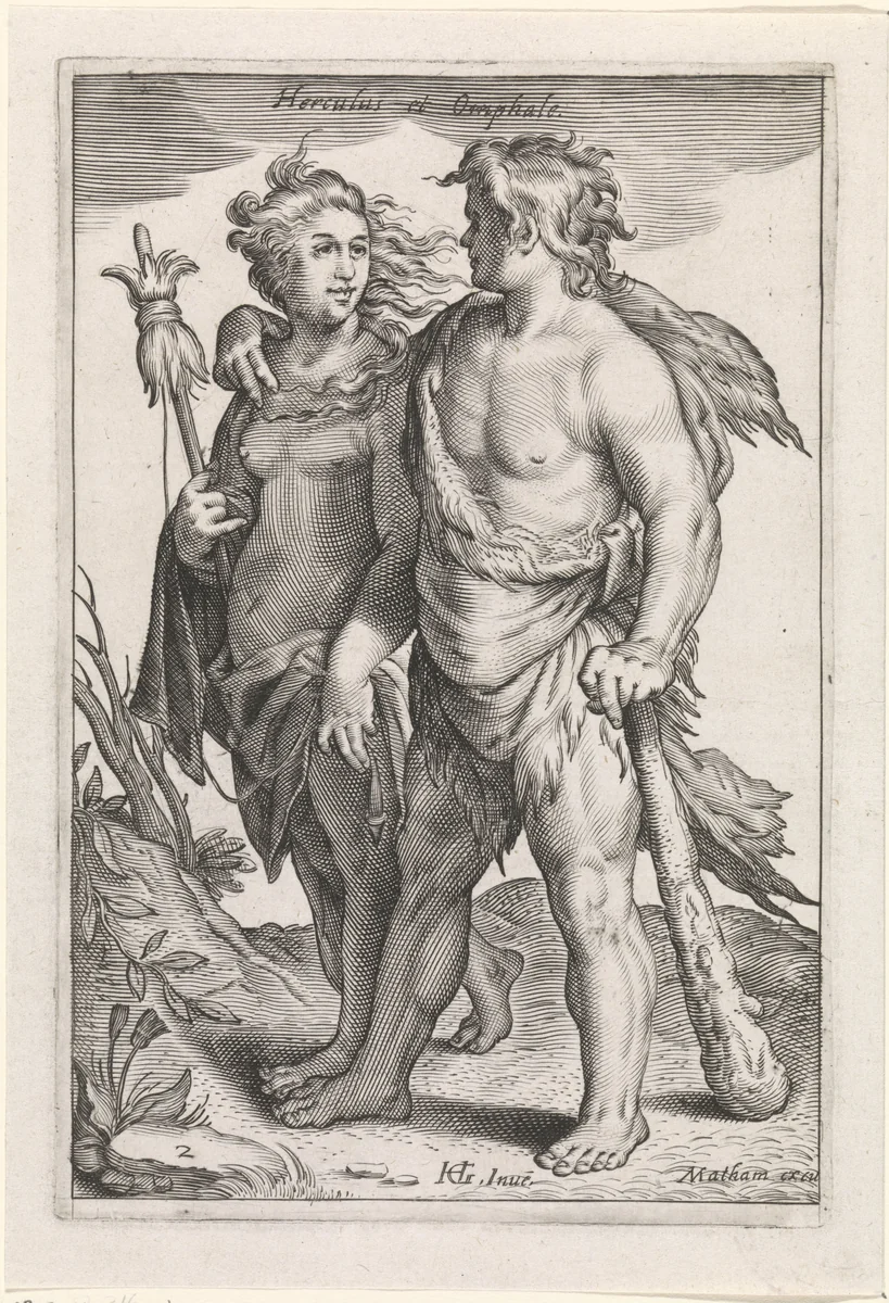 Hercules en Omphale by Unknown, print, 1581-1631