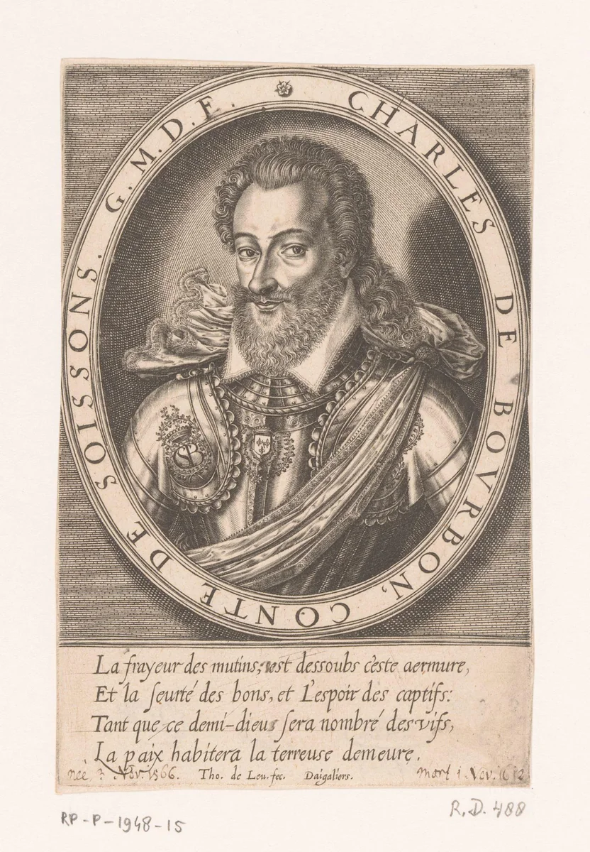 Portret van Charles de Bourbon, graaf van Soisson by Unknown, print, 1576-1614