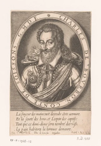 Portret van Charles de Bourbon, graaf van Soisson by Unknown, print, 1576-1614