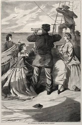 The Approach of the British Pirate "Alabama" by Winslow Homer, print, 1863