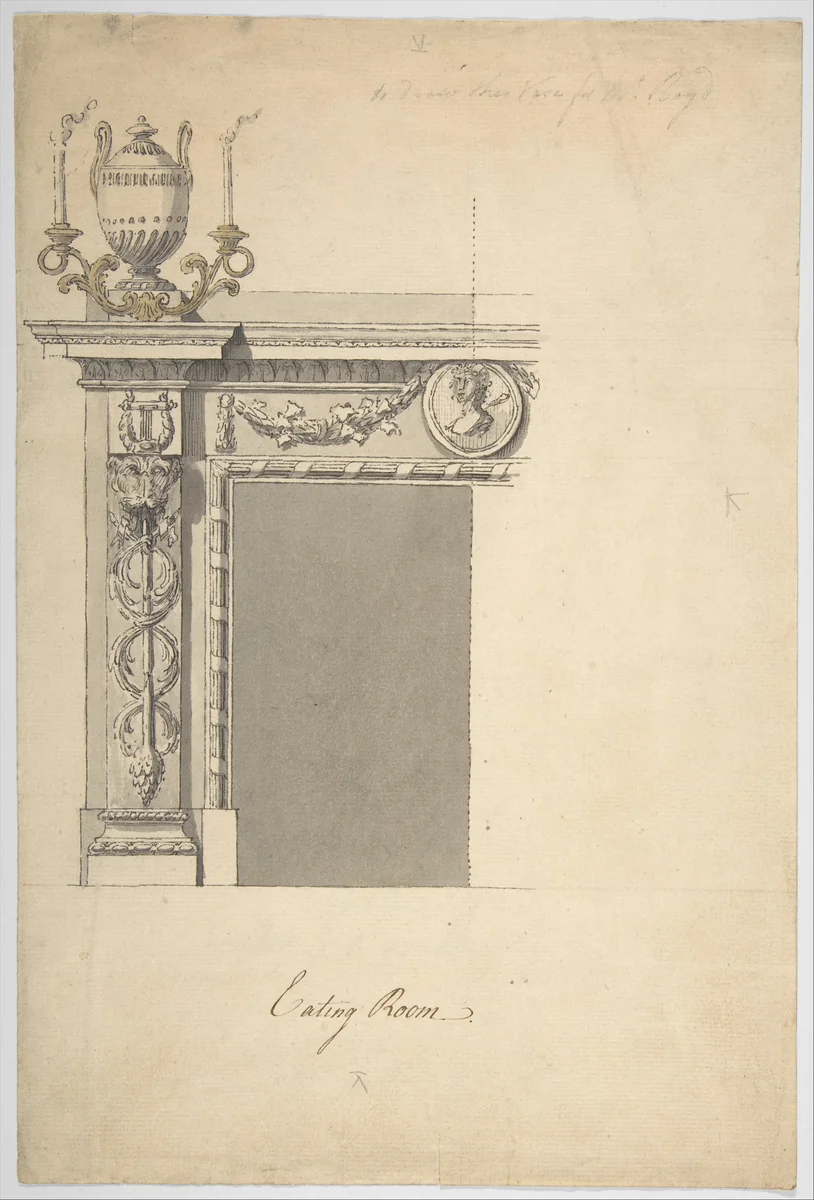 Design for a Chimneypiece in the Eating-room, Danson Park, Kent by Sir William Chambers, drawing, 1768-1778