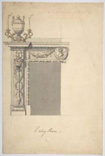 Design for a Chimneypiece in the Eating-room, Danson Park, Kent by Sir William Chambers, drawing, 1768-1778