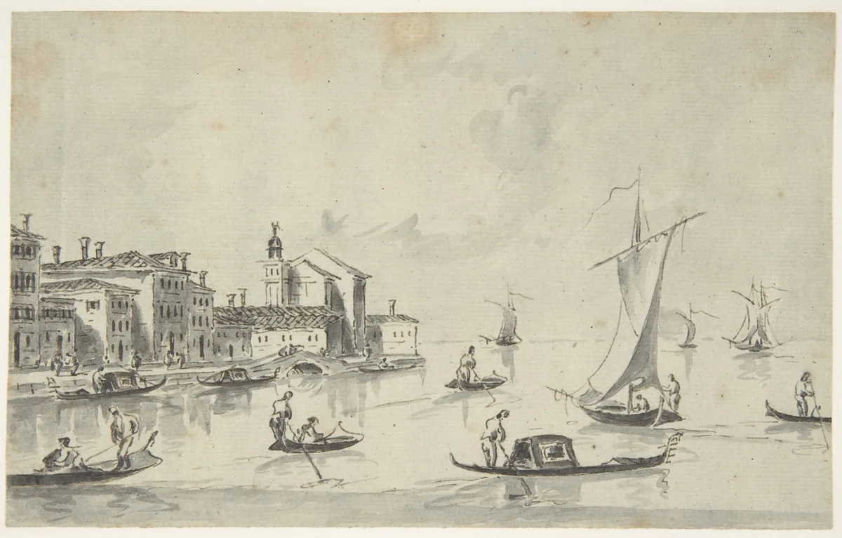 San Biagio on the Giudecca by Giacomo Guardi, drawing, 1764-1835